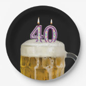 40th Birthday Bier op zwart papier Bord (Voorkant)