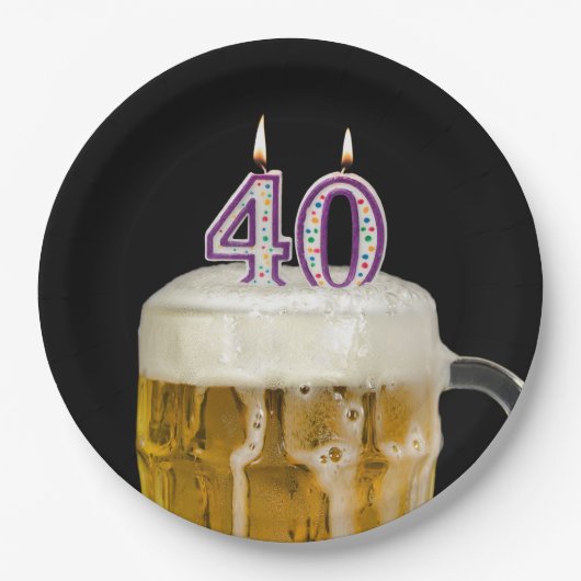 40th Birthday Bier op zwart papier Bord (Voorkant)