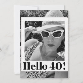 40th Birthday Black White Photo Lijst Modern Chic Kaart