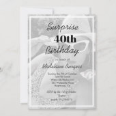 40th Birthday Black White Photo Lijst Modern Chic Kaart (Achterkant)