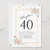 40th Birthday Blush Floral Kaart (Voorkant)