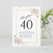 40th Birthday Blush Floral Kaart (Staand voorkant)