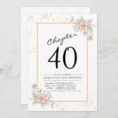 40th Birthday Blush Floral Kaart (Voorkant / Achterkant)