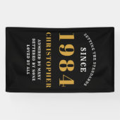 40th Birthday Born 1984 Naam toevoegen Zwart Goud Spandoek (Horizontaal)
