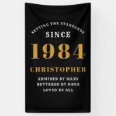 40th Birthday Born 1984 Naam toevoegen Zwart Goud Spandoek (Verticaal)