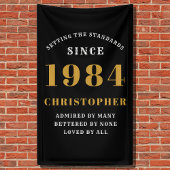 40th Birthday Born 1984 Naam toevoegen Zwart Goud Spandoek