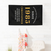 40th Birthday Born 1985 Toevoegen naam Black Gold Spandoek (Insitu)