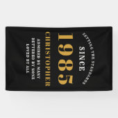 40th Birthday Born 1985 Toevoegen naam Black Gold Spandoek (Horizontaal)