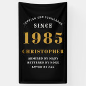 40th Birthday Born 1985 Toevoegen naam Black Gold Spandoek (Verticaal)