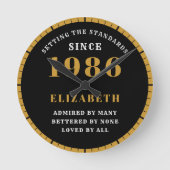 40th Birthday Born 1986 Black Gold Ronde Klok (Voorkant)