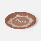 40th Birthday botanische pampas gracotta Papieren Bordje (Gekanteld)