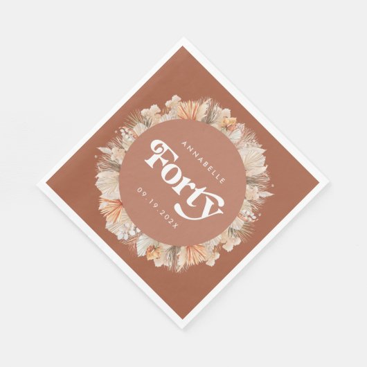 40th Birthday botanische pampas gracotta Servet (Hoek)