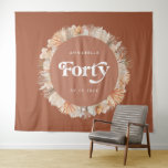 40th Birthday botanische pampas gracotta Wandkleed<br><div class="desc">Moderne pampas gras 40e verjaardag terracotta botanical typography party tapestry design.</div>