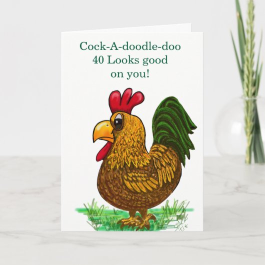 40th Birthday card with rooster  Bedankkaart (Voorkant)