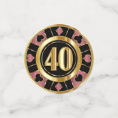 40th Birthday Casino Poker Chip - Roos Gold Confetti (Kleine voorkant)