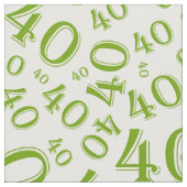 40th Birthday Cool Number Pattern Green/White Stof (Close Up)