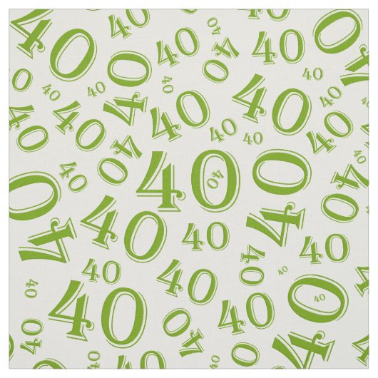40th Birthday Cool Number Pattern Green/White Stof (Swatch)