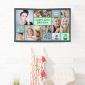 40th Birthday Custom Photo Collage Dusty Green Spandoek (Insitu)