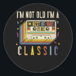 40th Birthday Decorations I'm Not Old Best Of 1982 Ronde Sticker<br><div class="desc">Awesome tee Ideas People who born in 1982 Retro Vintage Classic Old School 40th Awesome tee Ideas for Men Women. 40 years old awesome vintage birthday. Complete happy birthday decorations .Your birthday party will be funny, awesome, epic & legendary. family set for the birthday of your beloved child. Dad &...</div>