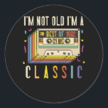 40th Birthday Decorations I'm Not Old Best Of 1982 Ronde Sticker<br><div class="desc">Awesome tee Ideas People who born in 1982 Retro Vintage Classic Old School 40th Awesome tee Ideas for Men Women. 40 years old awesome vintage birthday. Complete happy birthday decorations .Your birthday party will be funny, awesome, epic & legendary. family set for the birthday of your beloved child. Dad &...</div>