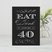 40th Birthday Dinner Party Eat Drink and be Merry Kaart (Staand voorkant)