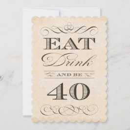 40th Birthday Dinner Party Eat Drink en 40 Kaart