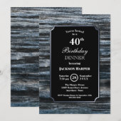 40th Birthday Dinner Wood Party Invitation Kaart (Voorkant / Achterkant)