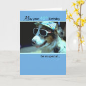 40th Birthday Dog in Funny Sunbril Kaart (Gele Bloem)