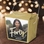 40th birthday Forty script gold black photo  Bedankdoosjes<br><div class="desc">Forty gold script and gold look two sided photo party favor boxes. Personalize this 40th birthday party script photo favor box with your own birthday girls name and photo of your birthday girl or boy. Other years and matching items are available and can be created by request. © Original design...</div>