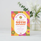 40th Birthday funky floral uitnodiging (Staand voorkant)