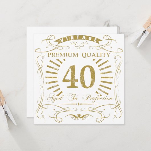 40th Birthday Gag Gift Kaart (Voorkant / Achterkant in situ)