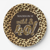 40th Birthday gepersonaliseerde luipaard Folie bal Papieren Bordje (Voorkant)