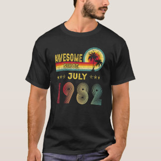 40th Birthday Gift Awesome Since July 1982 40 Year T-shirt
