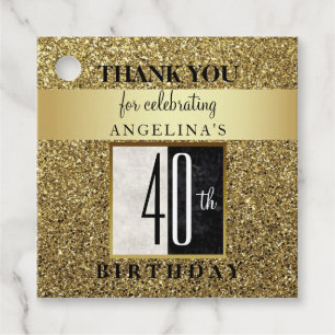 40th Birthday Glitter Gold Dank u Bedankjes Labels
