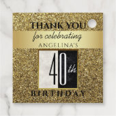 40th Birthday Glitter Gold Dank u Bedankjes Labels (Achterkant)