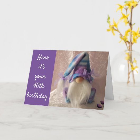 *40th* BIRTHDAY GNOME ZEGT OP UW MANIER TOT 50! Ka Kaart (Gele Bloem)