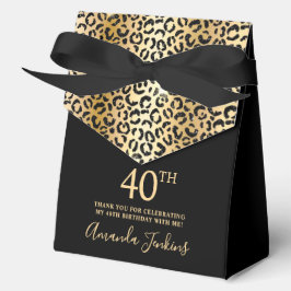 40th Birthday Gold Leopard Print Thank You  Bedankdoosjes