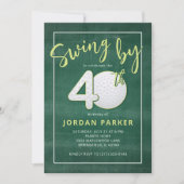 40th Birthday Golf Theme Swing By Stylish Green Kaart (Voorkant)