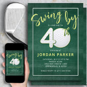 40th Birthday Golf Theme Swing By Stylish Green Kaart