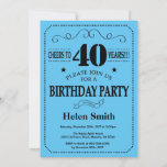 40th Birthday Invitation Black and Blue Kaart<br><div class="desc">40e verjaardag Uitnodiging zwarte en blauwe Typografie. Zwarte en blauwe achtergrond. Volwassen verjaardag. Mannelijke Mannen of vrouwen: Birthday. Kinder jongen of meisje Lady Teen Teenage Bday Invite. 13e 15e 16e 18e 21e 30e 40e 50e 60e 70e 80e 90e 100e. Elke leeftijd. Voor verdere aanpassing, te klikken gelieve de knoop "van...</div>