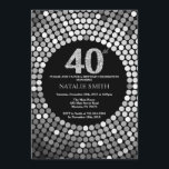 40th Birthday Invitation Black en Silver Glitter Kaart<br><div class="desc">40e uitnodiging van de verjaardag. Black and Silver Glitter. Silver Diamond. Volwassenenfeest. Voor mannen of vrouwen. Voor verdere aanpassing,  te klikken gelieve de knoop "van de Aanpassing het"en ons ontwerphulpmiddel te gebruiken om deze sjabloon te wijzigen.</div>