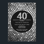40th Birthday Invitation Black en Silver Glitter Kaart<br><div class="desc">40e uitnodiging van de verjaardag. Black and Silver Glitter. Silver Diamond. Volwassenenfeest. Voor mannen of vrouwen. Voor verdere aanpassing,  te klikken gelieve de knoop "van de Aanpassing het"en ons ontwerphulpmiddel te gebruiken om deze sjabloon te wijzigen.</div>