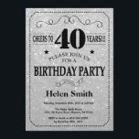 40th Birthday Invitation Black en Silver Glitter Kaart<br><div class="desc">40e verjaardag Uitnodiging Black en Silver Glitter Typografie. Zwart en zilver glitter achtergrond. Volwassen verjaardag. Mannelijke Mannen of vrouwen: Birthday. Kinder jongen of meisje Lady Teen Teenage Bday Invite. 13e 15e 16e 18e 21e 30e 40e 50e 60e 70e 80e 90e 100e. Elke leeftijd. Voor verdere aanpassing, te klikken gelieve de...</div>