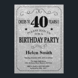 40th Birthday Invitation Black en Silver Glitter Kaart<br><div class="desc">40e verjaardag Uitnodiging Black en Silver Glitter Typografie. Zwart en zilver glitter achtergrond. Volwassen verjaardag. Mannelijke Mannen of vrouwen: Birthday. Kinder jongen of meisje Lady Teen Teenage Bday Invite. 13e 15e 16e 18e 21e 30e 40e 50e 60e 70e 80e 90e 100e. Elke leeftijd. Voor verdere aanpassing, te klikken gelieve de...</div>