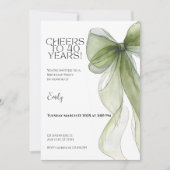 40th Birthday Invitation • Green Bow Milestone Kaart (Voorkant)