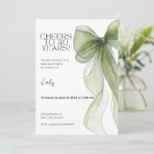 40th Birthday Invitation • Green Bow Milestone Kaart (Staand voorkant)