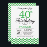 40th Birthday Invitation Green Chevron Kaart<br><div class="desc">40e verjaardag uitnodiging met de Groene Chevron. Zwart-Wit. Volwassen verjaardag. Man of vrouwen uitgenodigd. Voor verdere aanpassing,  te klikken gelieve de knoop "van de Aanpassing het"en ons ontwerphulpmiddel te gebruiken om deze sjabloon te wijzigen.</div>