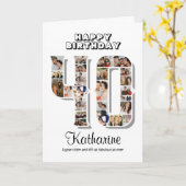 40th Birthday Jubileum Nummer 40 Fotocollage Kaart (Gele Bloem)