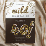 40th Birthday Leopard Folie Balloon Script Kaart<br><div class="desc">Leopard Folie Balloon Script Modern Verjaardagsontwerp. Overeenkomende producten zijn te vinden in Leopard Folie Balloon Adult Birthday collectie.</div>