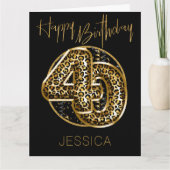 40th Birthday Leopard Print Gold Foil Balloons Kaart (Voorkant)
